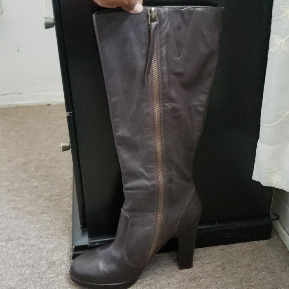 Brown leather boots